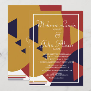 Invitación Formas geométricas coloridas retro boda