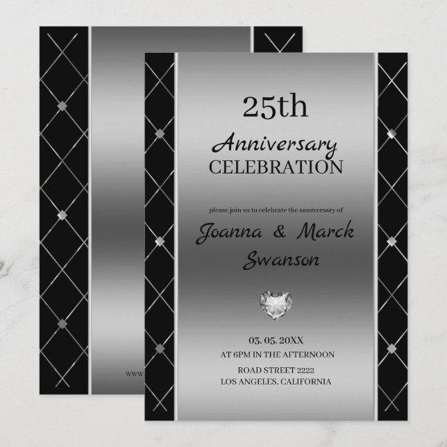 Invitación Formas Geométricas Con Diamantes (Anverso / Reverso)