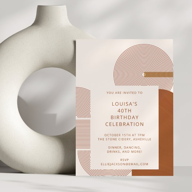 Invitación Formas geométricas modernas línea Terracota cumple (Subido por el creador)