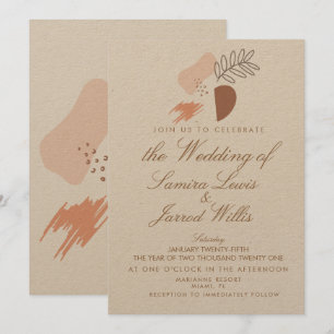 Invitación Formas Geométricas Orgánicas Abstractas Boda Kraft
