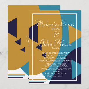 Invitación Formas Geométricas Retro Coloridas Boda