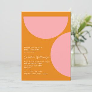 Invitación Formas geométricas simples Naranja rosa Ducha de n