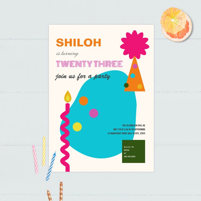 Invitación Formas gráficas festivas Vela de cumpleaños (Subido por el creador)