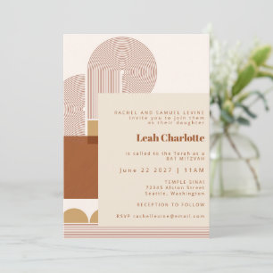 Invitación Formas modernas y la línea Terracota Bar Mitzvah