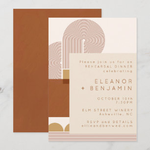 Invitación Formas Modernas y Línea de Terracota Cena de Ensay