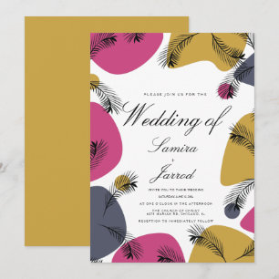 Invitación Formas Orgánicas Botánicas Tropicales Boda Rosa
