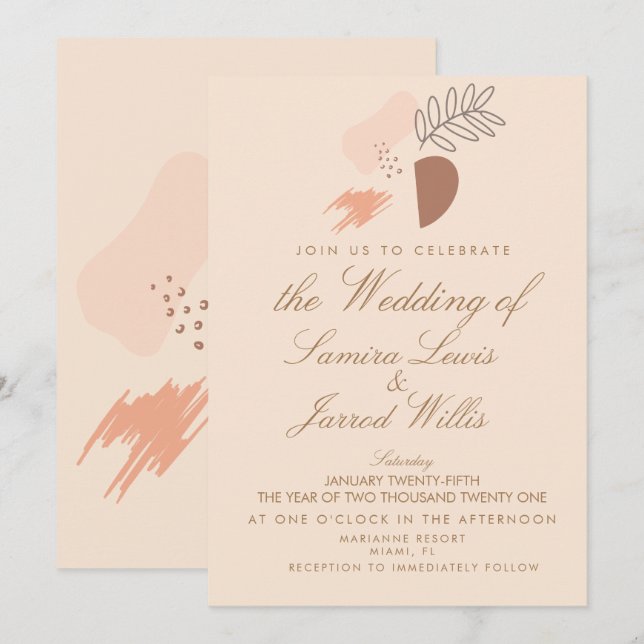 Invitación Formas Terrosas Geométricas Orgánicas Abstractas B (Anverso / Reverso)