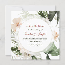 Invitación Fórmula tropical hibiscus boho floral pastel Save