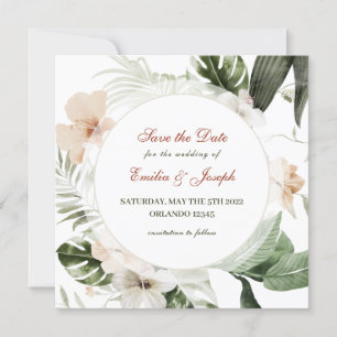 Invitación Fórmula tropical hibiscus boho floral pastel Save 