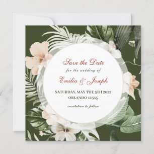 Invitación Fórmula tropical hibiscus boho floral pastel Save 