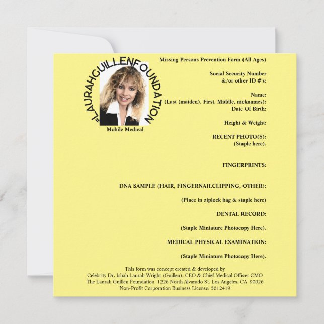 Invitación Formulario de prevención de personas desaparecidas (Anverso)