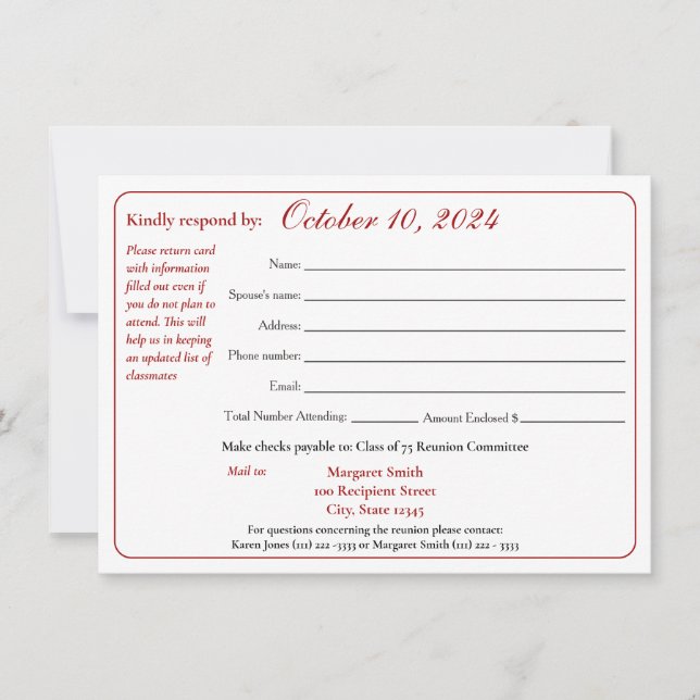 Invitación Formulario de respuesta a la unión de clases de ba (Anverso)