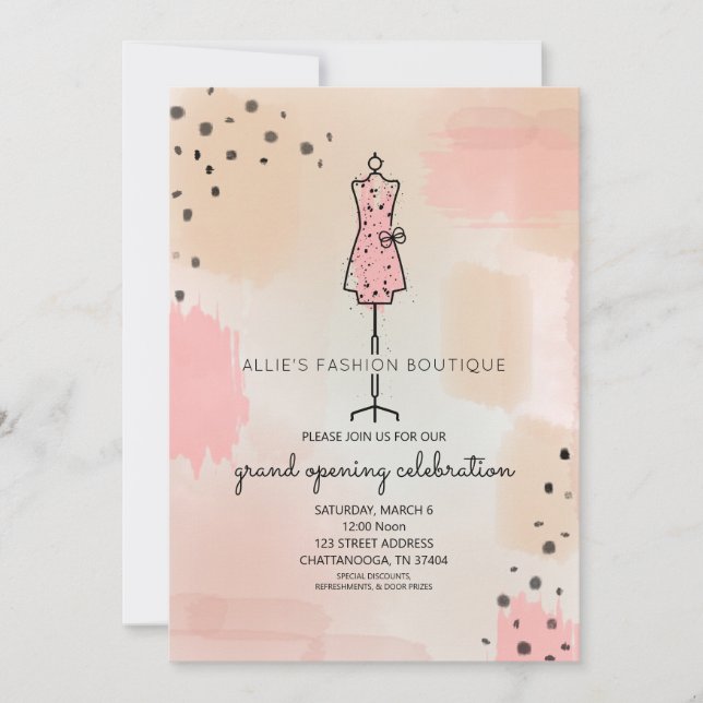 Invitación Formulario de vestido de apertura de gran apertura (Anverso)