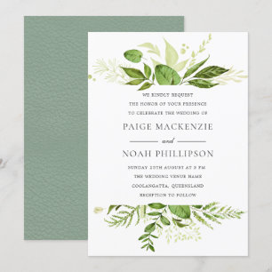 Invitación Forrest Greenery Elegant Wedding Invitation