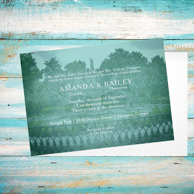 Invitación Forsyth Park Fuente Savannah GA Boda (Subido por el creador)
