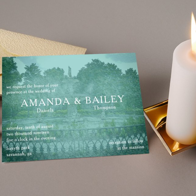 Invitación Forsyth Park Fuente Savannah GA Boda (Subido por el creador)