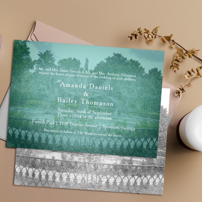 Invitación Forsyth Park Fuente Savannah GA Boda (Subido por el creador)