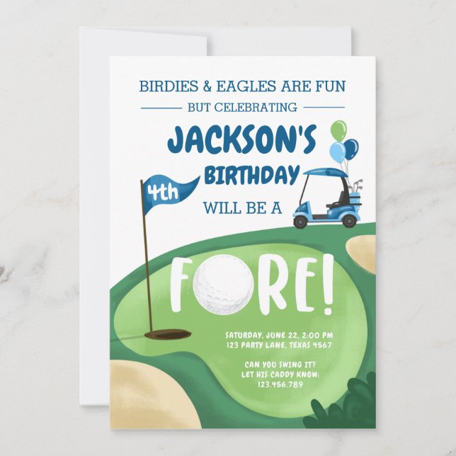 Invitación FORT Golf Boy Cuarto Cumpleaños Par-Tee Golfing Fo (Anverso)
