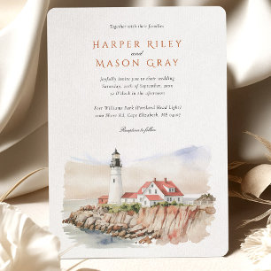 Invitación Fort Williams Park Portland Head Light Boda