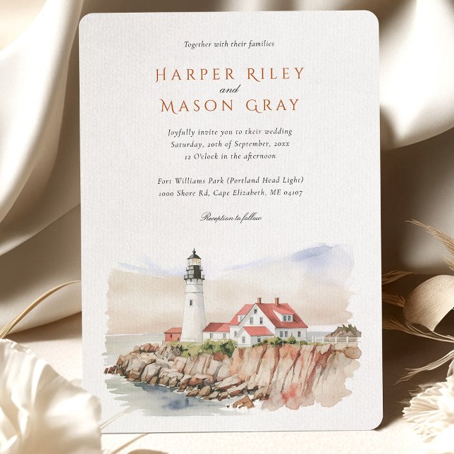 Invitación Fort Williams Park Portland Head Light Boda (Subido por el creador)