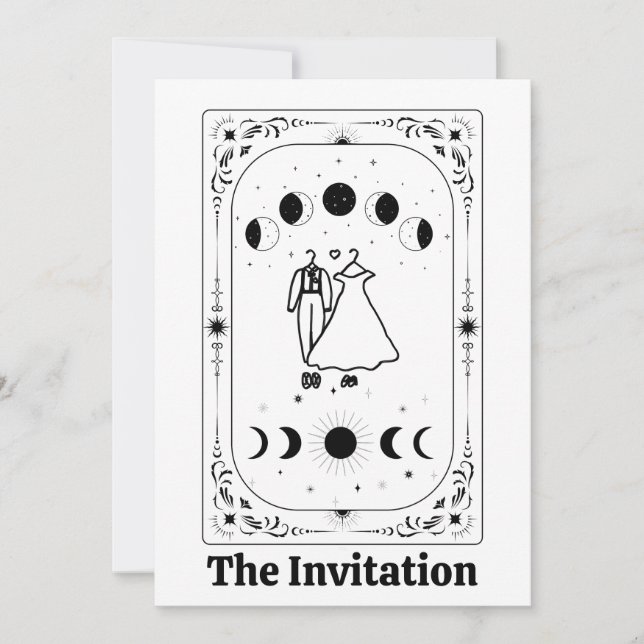 Invitación Fortuna Tarot Personalizado Celestial Luna Mágica (Anverso)