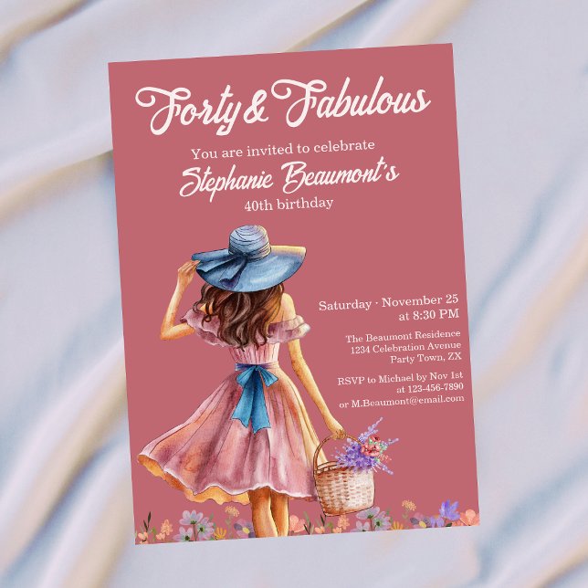 Invitación Forty and Fabulous Elegant Woman's 40th Birthday  (Subido por el creador)