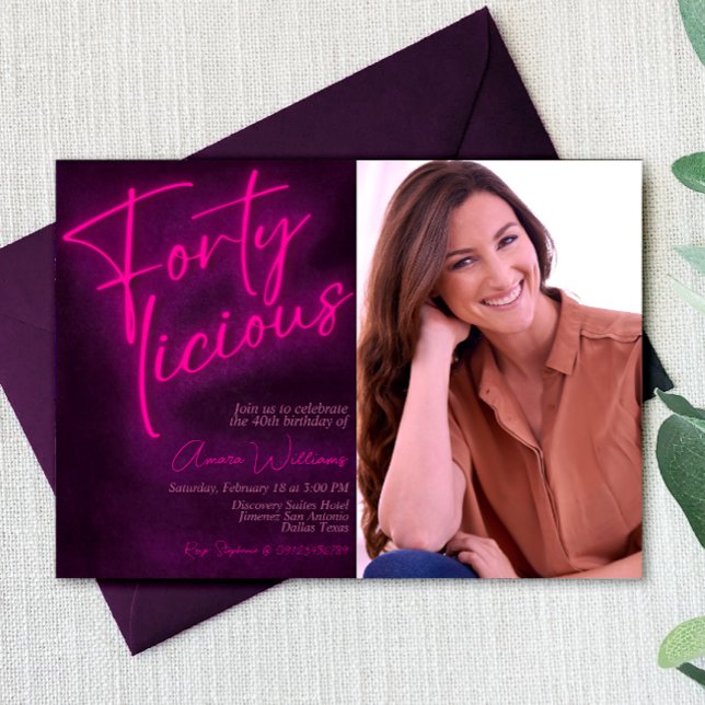 Invitación Fortylicious - 40th Birthday Invitation with Photo (Fortylicious 40th Birthday Invitation)