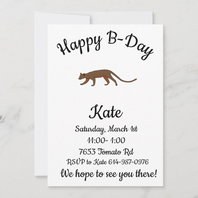 Invitación Fossa Happy B Day (Anverso)