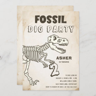 Invitación Fossil Dig Dinosaur Birday Party