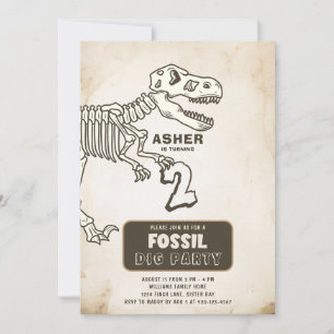 Invitación Fossil Dig Dinosaur Birday Party