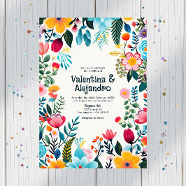 Invitación Fotación Boda de la Fiesta Floral caprichosa y cód
