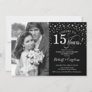 Invitación Foto 15º Aniversario de Boda - Plata Negro