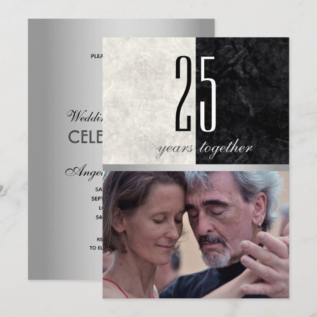 Invitación Foto 25º Aniversario del Boda (Anverso / Reverso)
