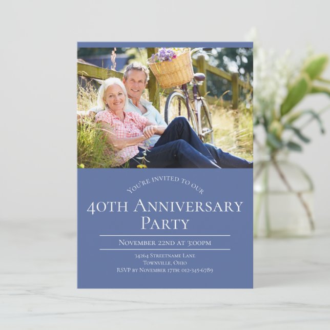 Invitación Foto 40 Aniversario de Boda (Anverso de pie)