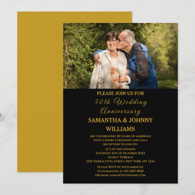 Invitación Foto 50 aniversario Boda de oro (Anverso / Reverso)