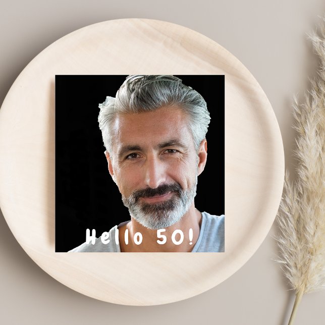 Invitación Foto 50 cumpleaños fiesta hola 50 hombre negro (Subido por el creador)
