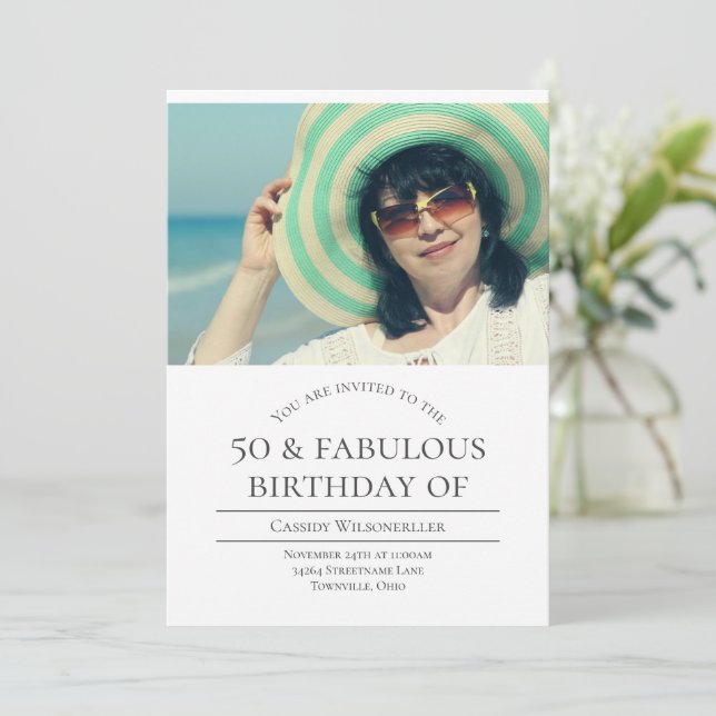 Invitación Foto 50 y fabuloso cumpleaños (Anverso de pie)