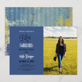 Invitación Foto 50 y FABULOUS 50 años de fiesta azul