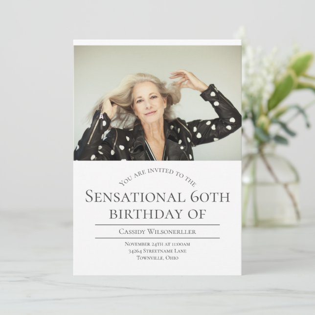 Invitación Foto 60 cumpleaños (Anverso de pie)