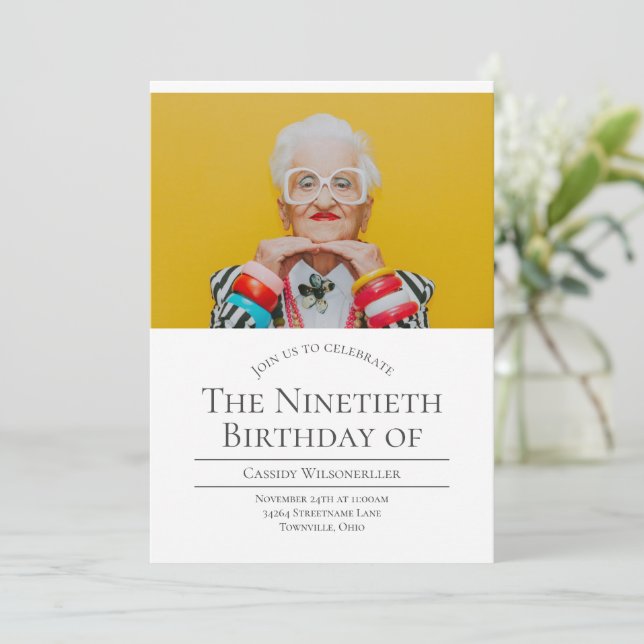 Invitación Foto 90 Cumpleaños (Anverso de pie)