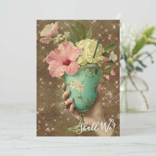 Invitación *~* FOTO A101 10 Cóctel Ornate DESPEDIDA DE SOLTER (Anverso de pie)