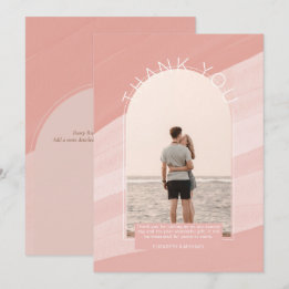 Invitación FOTO A rayas rosadas y turbias contemporáneas grac