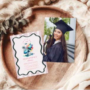 Invitación Foto Acuarela Graduación de Dentista Femenina