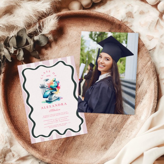 Invitación Foto Acuarela Graduación de Dentista Femenina (Subido por el creador)