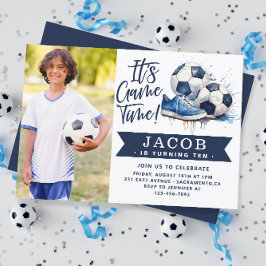 Invitación Foto acuática de niños de la Marina Blue Soccer