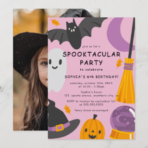 Invitación Foto adorable de cumpleaños de Halloween para niño