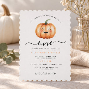 Invitación Foto Adorable Pequeña Calabaza Fiesta de Cumpleaño