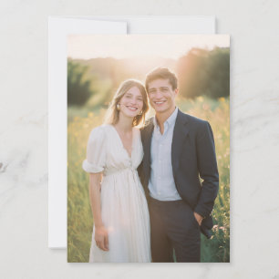 Invitación Foto alegre de crema y azul marino