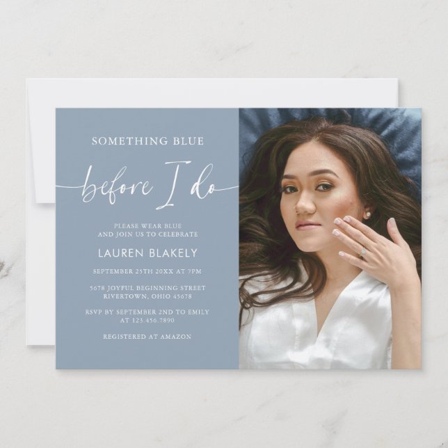 Invitación Foto Algo Azul Antes De Hacer Ducha De Novias (Anverso)