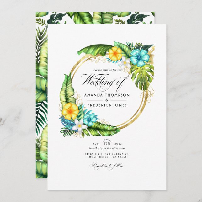 Invitación Foto Aloha Tropical Summer Beach Wedding (Anverso / Reverso)